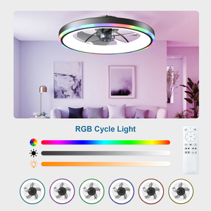 พัดลมเพดานติดเพดานแบบฝังขนาด 23.6 นิ้ว พร้อมไฟ LED RGB 3CCT ปรับความเร็วได้ 6 ระดับ สำหรับห้องนอน ห้องนั่งเล่น สีดำ - Product Image 3