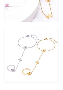 Anillo <span class=keywords><strong>de</strong></span> mano para mujer, pulsera con arnés, cadena con colgante <span class=keywords><strong>de</strong></span> concha <span class=keywords><strong>de</strong></span> mariposa, brazalete <span class=keywords><strong>de</strong></span> dedo esclavo - Product Image 6