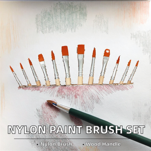 Keep Smiling Wood Handle Nylon Hair <b>Paint</b> Brush Palette <b>Set</b> 12-Piece Children's Watercolor Painting Tool Made China Paper Card - Product Image 2