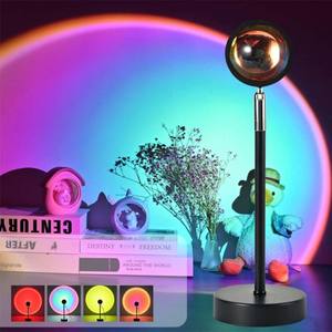 Lâmpada de Projeção do Pôr do Sol com Alimentação USB, Luz Noturna LED de Modo Duplo para Criação de Atmosfera em Mesa de Trabalho ou Quarto, Luminária de Mesa de Madeira - Product Image 6