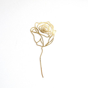 Noir or acrylique Rose fleur gâteau Topper minimaliste <span class=keywords><strong>dessin</strong></span>é à la main Rose tulipe lignes décoration de gâteau saint valentin gâteau Topper - Product Image 1