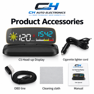 HUD <span class=keywords><strong>de</strong></span> voiture <span class=keywords><strong>à</strong></span> écran large <span class=keywords><strong>de</strong></span> 14,3 cm, avec affichage stéréo flottant, système double OBD2 GPS et navigation via application Bluetooth, synchronisation avec boussole - Product Image 2