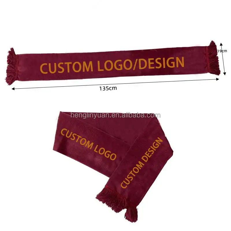 Moda örme eşarp yüksek kalite ucuz özel Logo Fan örme spor futbol kulübü futbol Fan eşarp