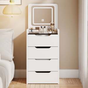 Wholesale Modern Vanity Table & <b>Nightstand</b> 2-in-1 Hidden Mirror Cushion Design Large Storage Space Makeup Vanity - Product Image 3