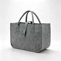 Sac fourre-tout en feutre pliable et durable avec poignées renforcées et bouton, sacs d'épicerie réutilisables personnalisés de taille moyenne