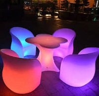 Nouveau design Ensemble de meubles de chaise LED en forme de fleur illuminée étanche et changeant de couleur