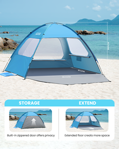 Abri solaire de plage imperméable UPF50+ pour 3-4 personnes, design spacieux pour activités de plein air - Product Image 5