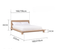 Lit Tatami en Bois Massif, Bois de Frêne, Profil Bas, Style Nordique Japonais Minimaliste, Lit Double 1,8 m, Chambre Principale, Lit en Noyer Noir