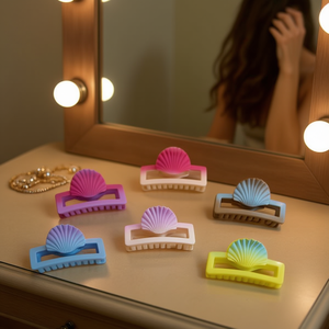 Fermaglio per capelli a due tonalità con guscio quadrato da 7,5 cm, accessori per capelli alla moda per donna - Product Image 2