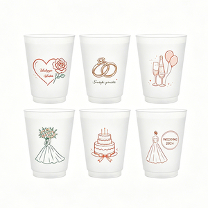 Gobelets en plastique givré personnalisés 12oz 16oz, gobelets jetables pour mariage et fête, logo personnalisé pour réception de mariage - Product Image 1