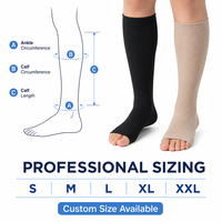 Chaussettes de compression médicales 20-30 mmHg à bout ouvert, hauteur genou, à compression graduée pour femmes et hommes, OEM, marque privée