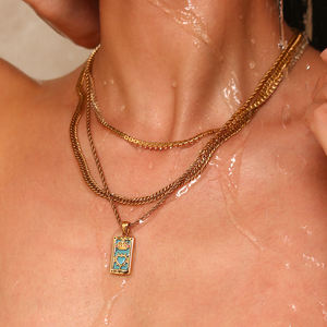 สร้อยคอทาโรต์สแตนเลสสำหรับผู้หญิงเครื่องประดับคริสต์มาสดีไซน์ใหม่สีสันสดใสรูปทรงเรขาคณิตมีความหมายดวงจันทร์คนรักแสงแดด - Product Image 6