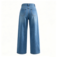 Jeans décontractés pour femmes, taille haute, jambe large, en coton et élasthanne, denim extensible, style pour les trajets quotidiens