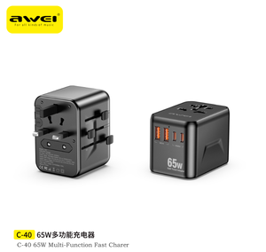 65W Universal GaN Travel <b>Charger</b> 2USB+2 Type-C Camera Mobile Phone Laptop Earphone Supports PD QC3.0 ABS Wall - Product Image 1