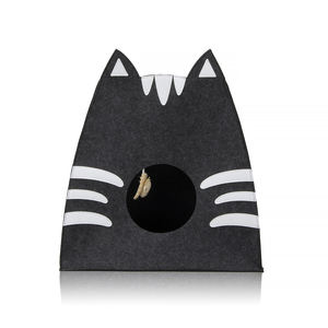 Eco-friendly Foldable Cat Bed Cartoon Cat Face Felt Pet Nest Bag Pet Condos Cat <b>House</b> Removable & Washable Polyester Fill - Product Image 1