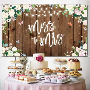 Hstyle nupcial ducha fiesta decoraciones <span class=keywords><strong>Miss</strong></span> to <span class=keywords><strong>Mrs</strong></span> telón de fondo para boda novia para ser compromiso Fondo rústico Floral telón de fondo - Product Image 3