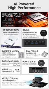 Mini PC Topton Gaming Oculink AMD Ryzen AI 9 HX 470 370 7 PRO 360 USB4 2x2.5G LAN 2xNVMe Windows 11 Mini Ordenador Para OpenClaw - Product Image 4