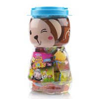 Bonbons et desserts halal chinois aux fruits, billes de gelée multicolores, dessert sucré aux fruits mélangés, emballé dans un pot mignon en forme de poupée animale