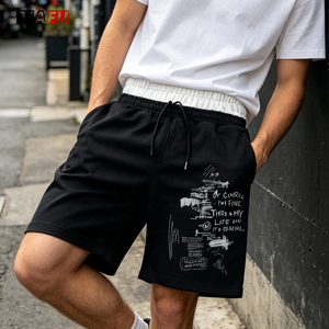 Pantaloncini da Uomo Oversize 280gsm, Stile Hip Hop, Larghi, Vintage, con Doppia Vita, Jogger in Felpa, Personalizzabili con Logo Stampato o Ricamato - Product Image 3