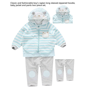 Conjunto de Venta caliente para bebés <span class=keywords><strong>y</strong></span> recién nacidos, chaqueta con capucha <span class=keywords><strong>y</strong></span> cremallera de algodón orgánico personalizado para bebés <span class=keywords><strong>y</strong></span> niños pequeños, abrigo, camiseta, pantalones, conjunto de 3 piezas - Product Image 3