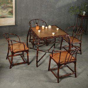 Chinese Style Lacquered Bamboo Tea Table And Chair <b>Set</b> <b>Square</b> Handmade Living Room Furniture Guizhou Origin - Product Image 5