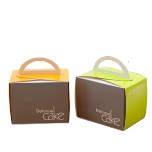 Factory manufacturer Small size handle cake box packaging paper box foldable