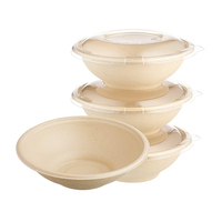 Bol de canne à sucre jetable 12oz 16oz 24oz 30oz 350ml 500ml de canne à sucre ronde bol à soupe à salade avec couvercle transparent