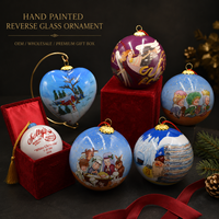 Ornement en verre inversé peint à la main de qualité supérieure, boule de Noël personnalisée faite à la main avec boîte cadeau pour la vente en gros