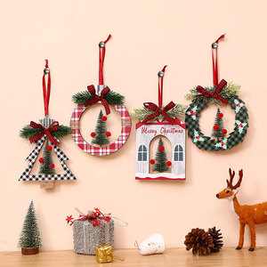 <b>Christmas</b> Wooden <b>Wall</b> Hanging Ornaments Wreath <b>Tree</b> House Shape Decorations For <b>Christmas</b> - Product Image 1