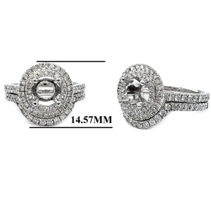 Classic 18K White <b>Gold</b> Natural Diamond Round Center Blank Semi Mount Bridal <b>Set</b> Micro Pave Womens Custom Wedding Engagement <b>Ring</b> - Product Image 5