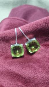 Boucles d'oreilles péridot de guérison Bijoux pendants en argent sterling 925 avec pierres précieuses vertes - Product Image 5