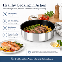Nouvelle poêle à frire antiadhésive en acier inoxydable 304 de 24 cm, wok multifonctionnel pour la maison et wok à steak, design universel