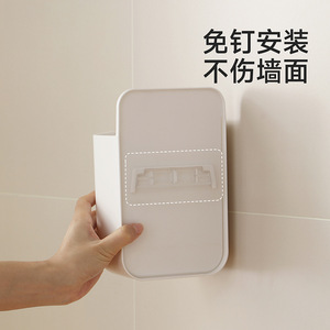 FaSoLa <b>Wall</b> Mounted Tissue <b>Box</b> White Rectangular No Drilling Required <b>For</b> Bathroom Use - Product Image 5
