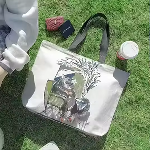 Sac fourre-tout en toile de coton naturel 10oz avec logo personnalisé, esthétique artistique, voyage, étude, travail, shopping, chats décadents, sacs de shopping DIY - Product Image 1