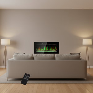Chimenea Eléctrica de 36 Pulgadas Empotrable en Pared con Control Remoto, Llama de Color y Brillo Ajustables, para el Hogar - Product Image 2