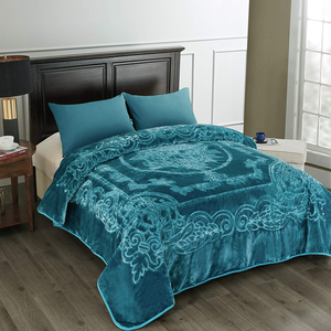 Trend Solid Plain Korean Style Raschel <b>Blanket</b> 100% Polyester Soft Heavyweight Thick Warm Floral Embossed Pattern All-Season - Product Image 1