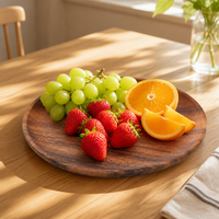 Natuurhouten fruitplateau - Ecologisch rond dienblad voor snacks & desserts - Duurzaam handgepolijst houten servies