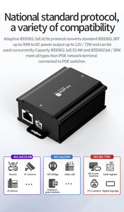 Monitor Gigabit de Aluminio 10/100/1000Mbps 48V a 12V 6A de Alta Corriente con Protocolo BT 72W IEEE802.3af/at/bt POE - Product Image 4