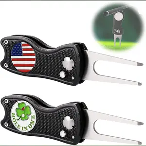 Metallic Flesopener Blank Metaal Roestvrij Staal Custom Bulk Golf Divot Reparatie Tool Met Bal Marker