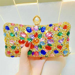 New Cross-border Foreign Trade Cross-border Trend Polyester Texture Rhinestone Small Evening Dress <b>Clutch</b> Bag Tanjing - Product Image 6