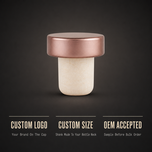 Bouchon de bouteille en liège synthétique anti-déversement avec logo personnalisé pour bouteilles de vin, champagne, whisky et spiritueux - Product Image 4