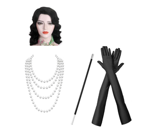 Ecoparty 1920s Flapper Dress Accessories Retro Party Props GATSBY <span class=keywords><strong>CHARLESTON</strong></span> Pearl Necklace Smoke Rod Glove Set Vintage Wig - Product Image 1