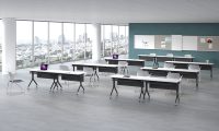 Chaise de bureau pliante en bois au design moderne, nouvelle table de formation convertible pour l'utilisation d'ordinateurs dans les salles de formation