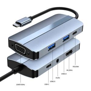 Xput 7 en 1 Ordinateur portable Multiport USB Type C USB-C Type-C Hub vers USB 3.0 4K <span class=keywords><strong>HDMI</strong></span> VGA <span class=keywords><strong>Adaptateur</strong></span> <span class=keywords><strong>avec</strong></span> prise casque 7-en-1 - Product Image 2