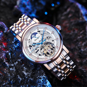 <span class=keywords><strong>Orologio</strong></span> <span class=keywords><strong>da</strong></span> <span class=keywords><strong>Polso</strong></span> Meccanico Automatico Classico Luminoso in Acciaio Inossidabile con Quadrante a Lancette e Design Traforato per Uomo - Product Image 3