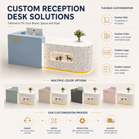 Comptoir de réception de style nordique personnalisé avec éclairage LED, bureau d'accueil moderne, comptoir de caisse pour magasin de détail, hall d'hôtel