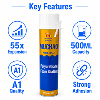 Jin MU CHAO A12 500ml Mousse adhésive polyuréthane multifonctionnelle écologique à expansion 55 fois pour l'étanchéité des joints de portes et fenêtres