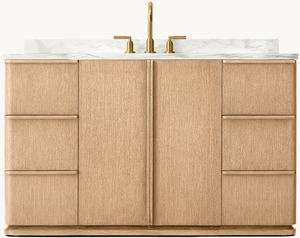 Новый стиль мебель для ванной комнаты дубовый деревянный каркас мраморный столешник один очень широкий туалетный столик - Product Image 5