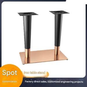 Modern Double Pedestal <b>Table</b> Base – Black & Rose gold-plated Stainless Steel Restaurant&Cafe <b>Table</b> <b>Legs</b> - Product Image 4