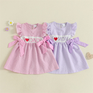 Vestido de verano para el día de la <span class=keywords><strong>madre</strong></span>, sin mangas, con volantes, estampado a cuadros, línea A, informal, para niña pequeña, Princesa, 1 unidad - Product Image 1